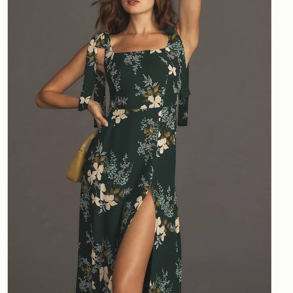 BEST Reformation Twilight Midi Dress - Portia Green Floral Wedding Cocktail Part - Picture 3 of 9